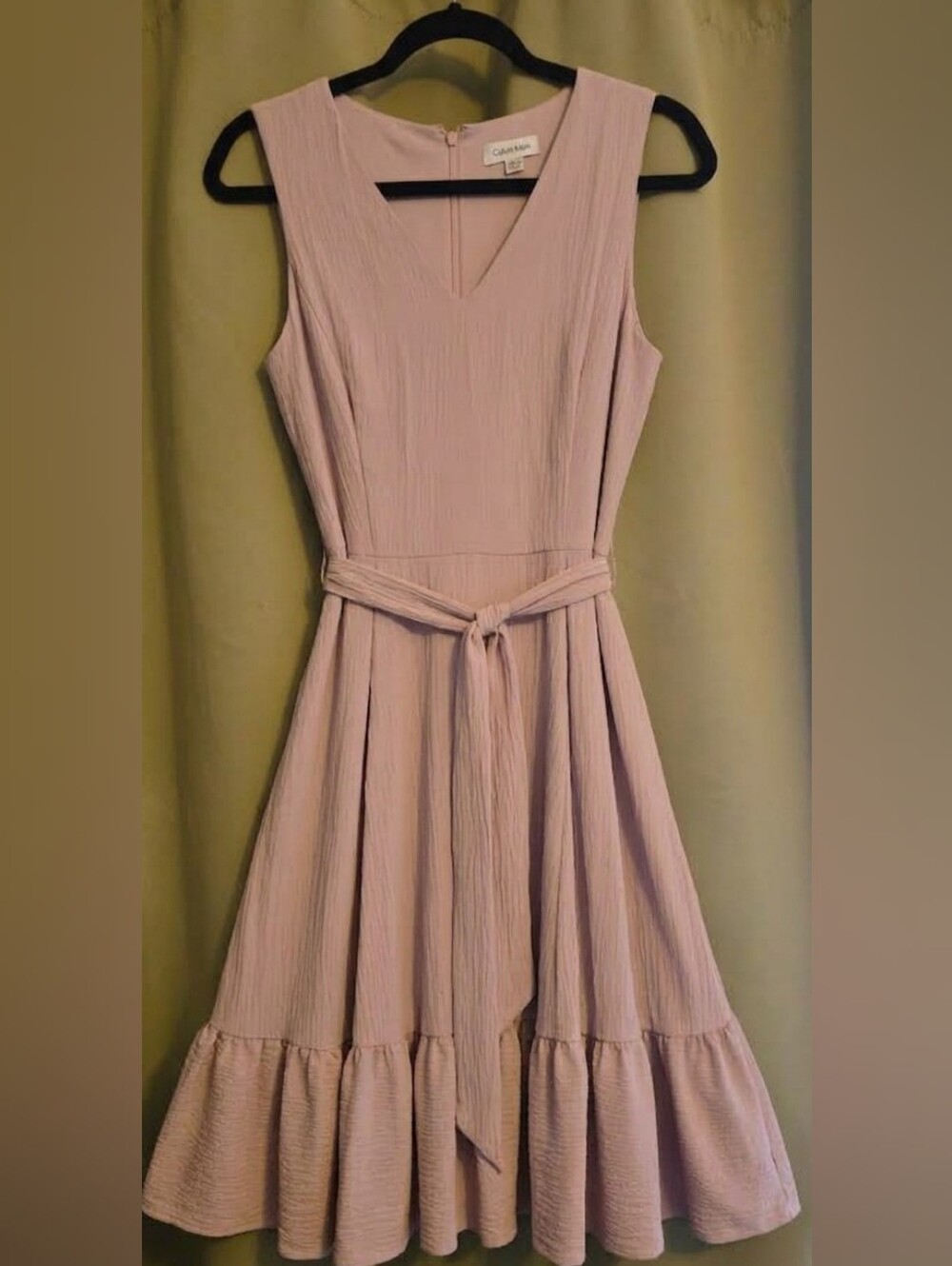 Calvin Klein Sleeveless Lilac Belted Midi Dress - Color:Dusty Rose